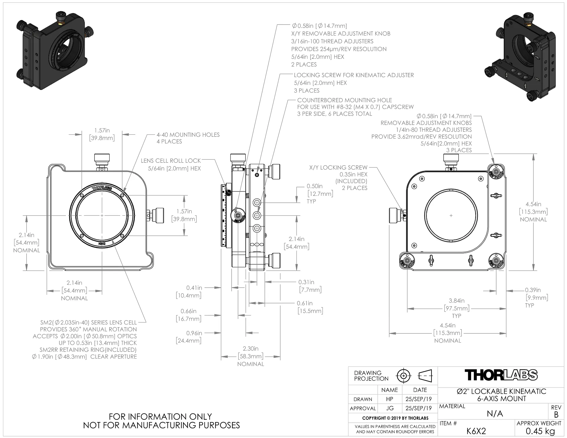 Thorlabs Multi-Axis Kinematic Mount - K6X2 | MEETOPTICS