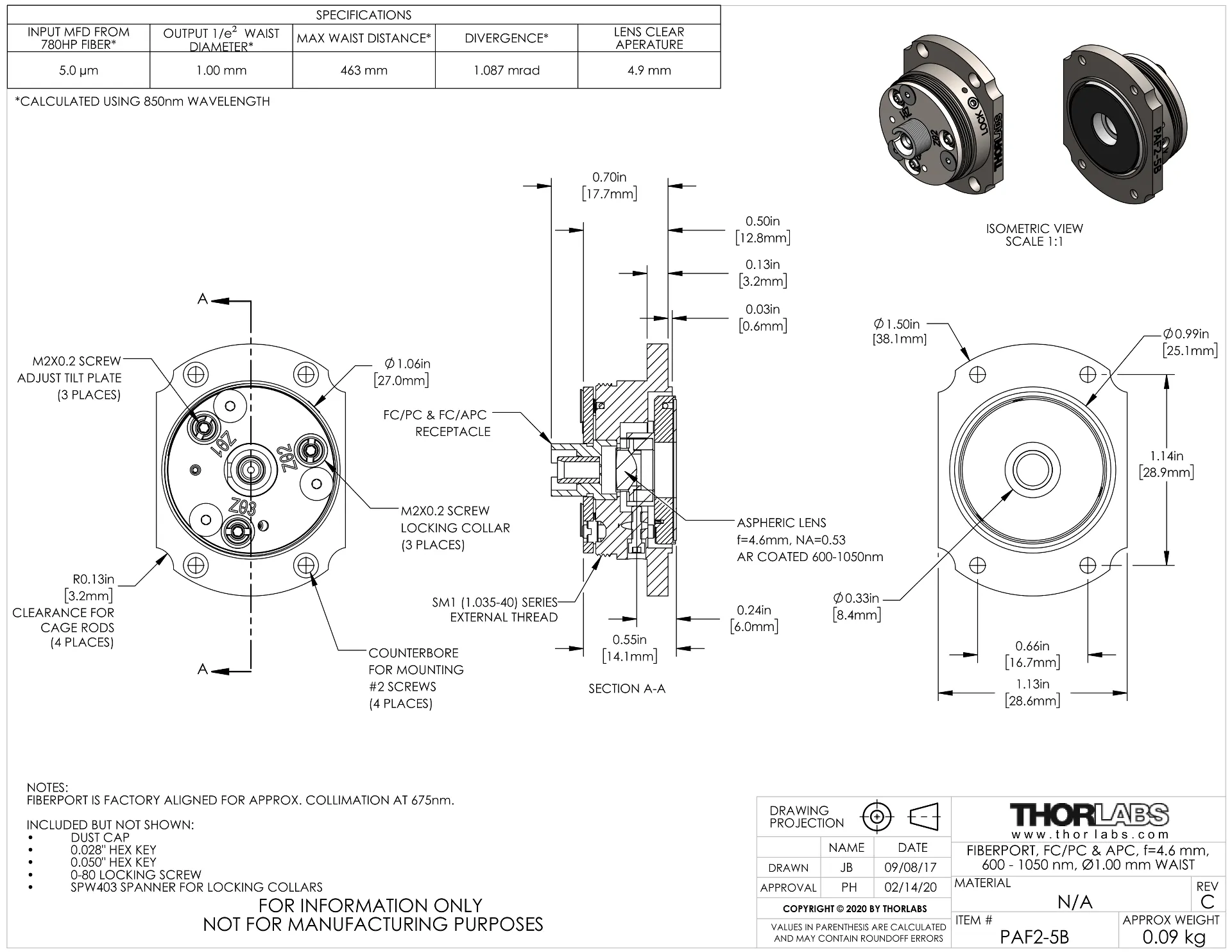 Thorlabs Fiber Optic Alignment Mount - PAF2-5B | MEETOPTICS