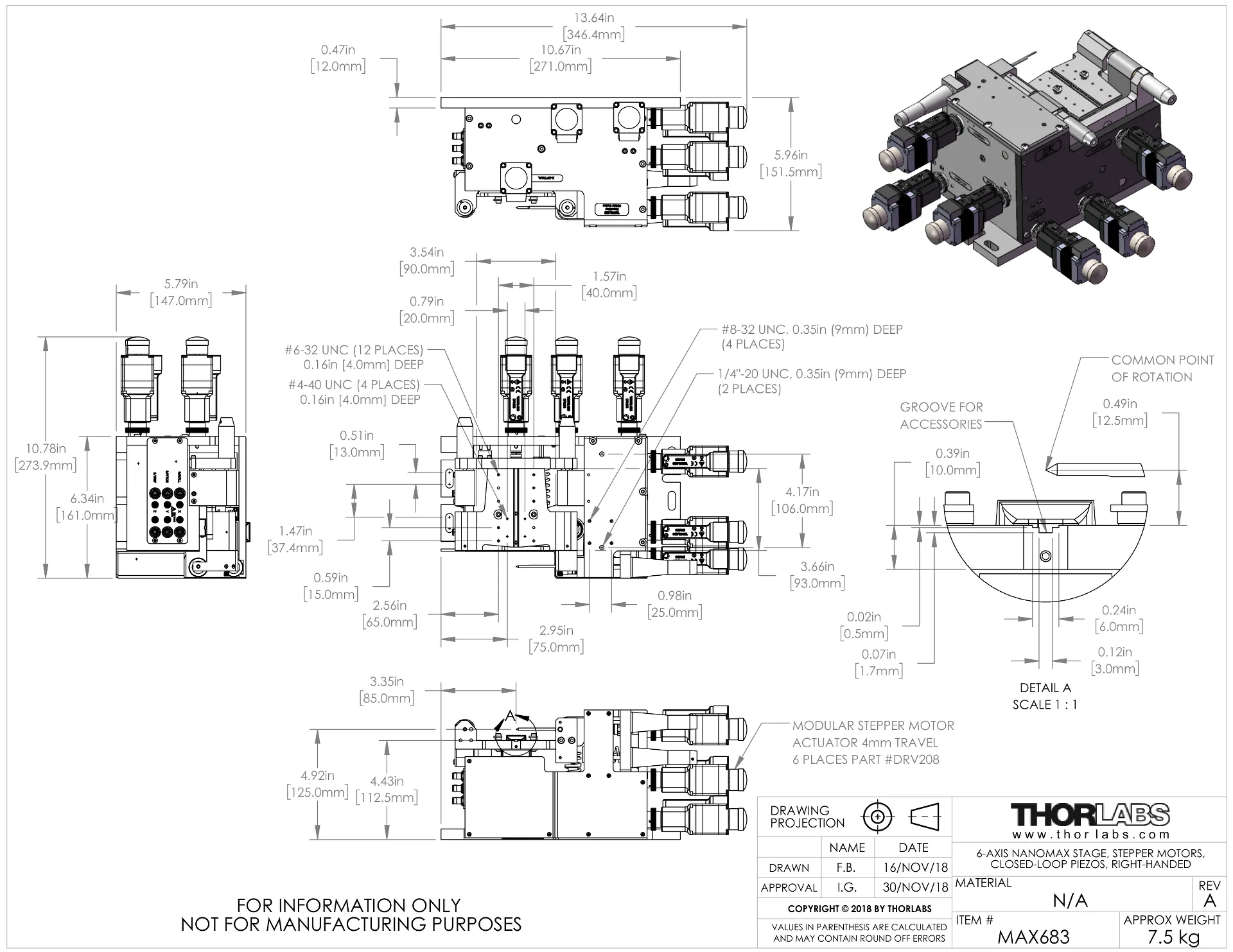Thorlabs 6-Axis Stage - MAX683 | MEETOPTICS