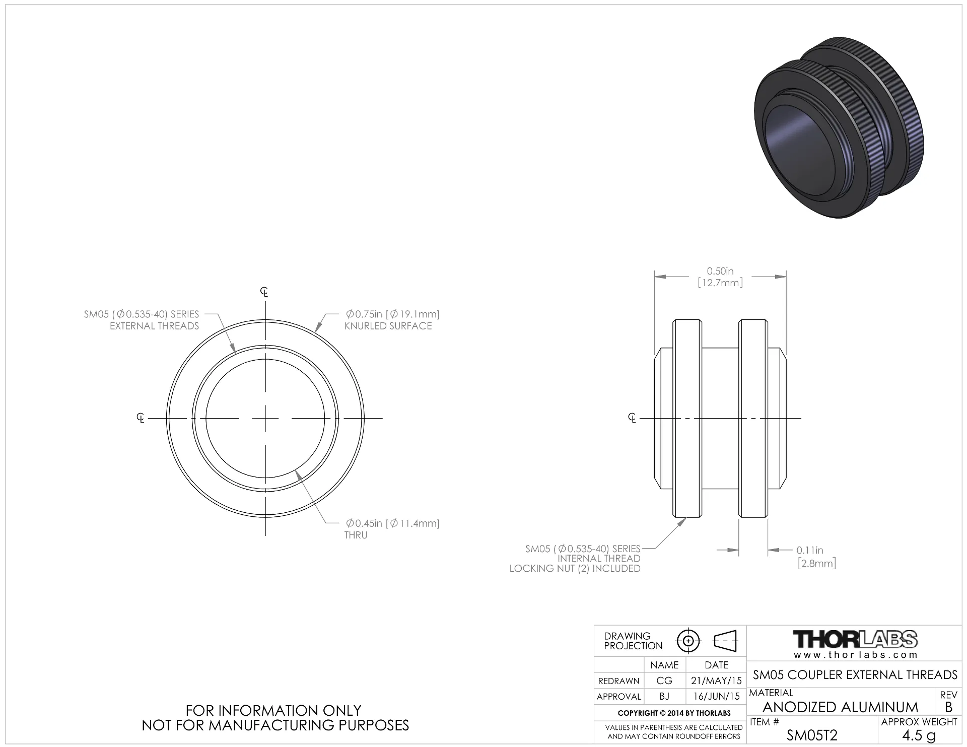 Thorlabs Locking Ring - SM05T2 | MEETOPTICS